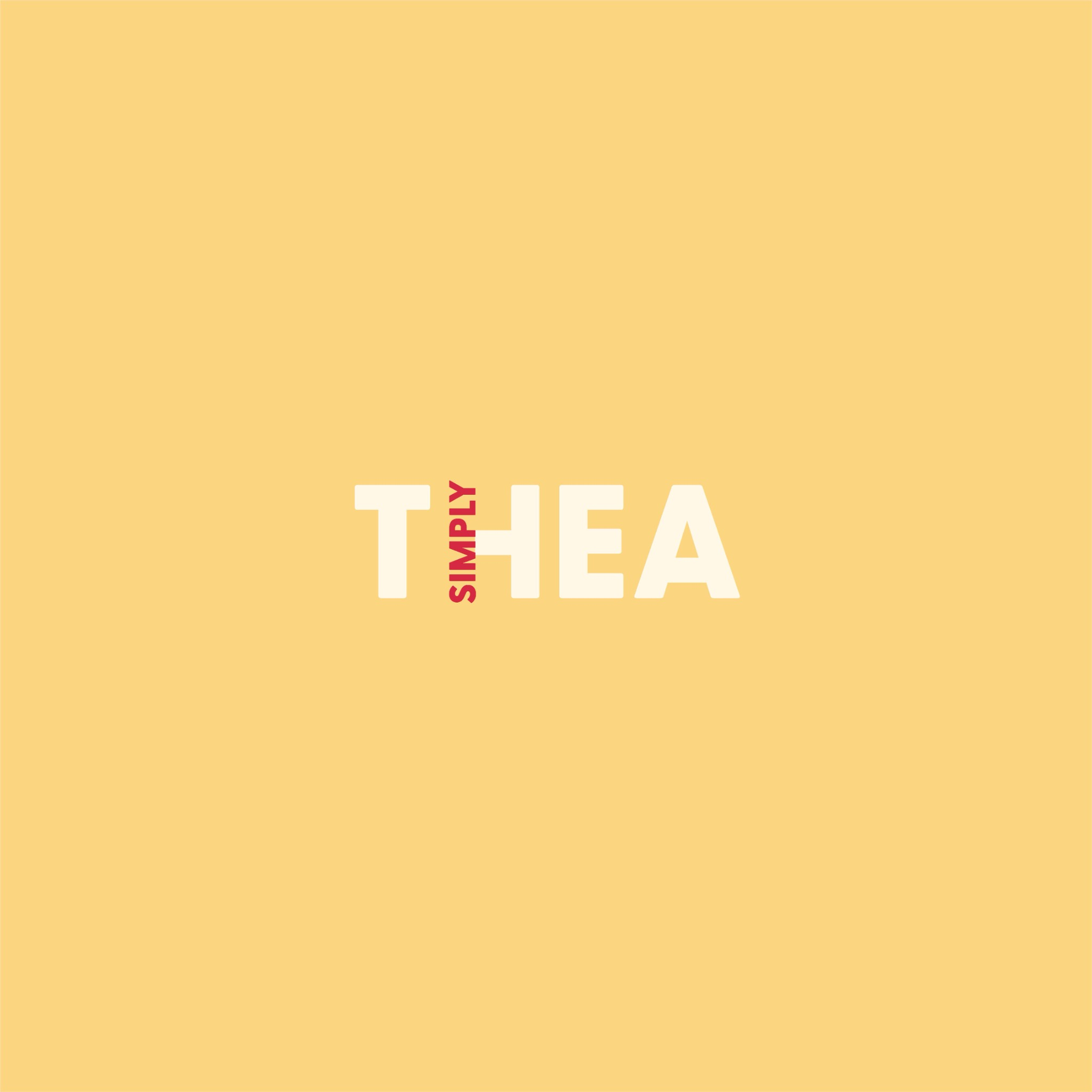 Simply Thea primary horizontal logo on a warm yellow background