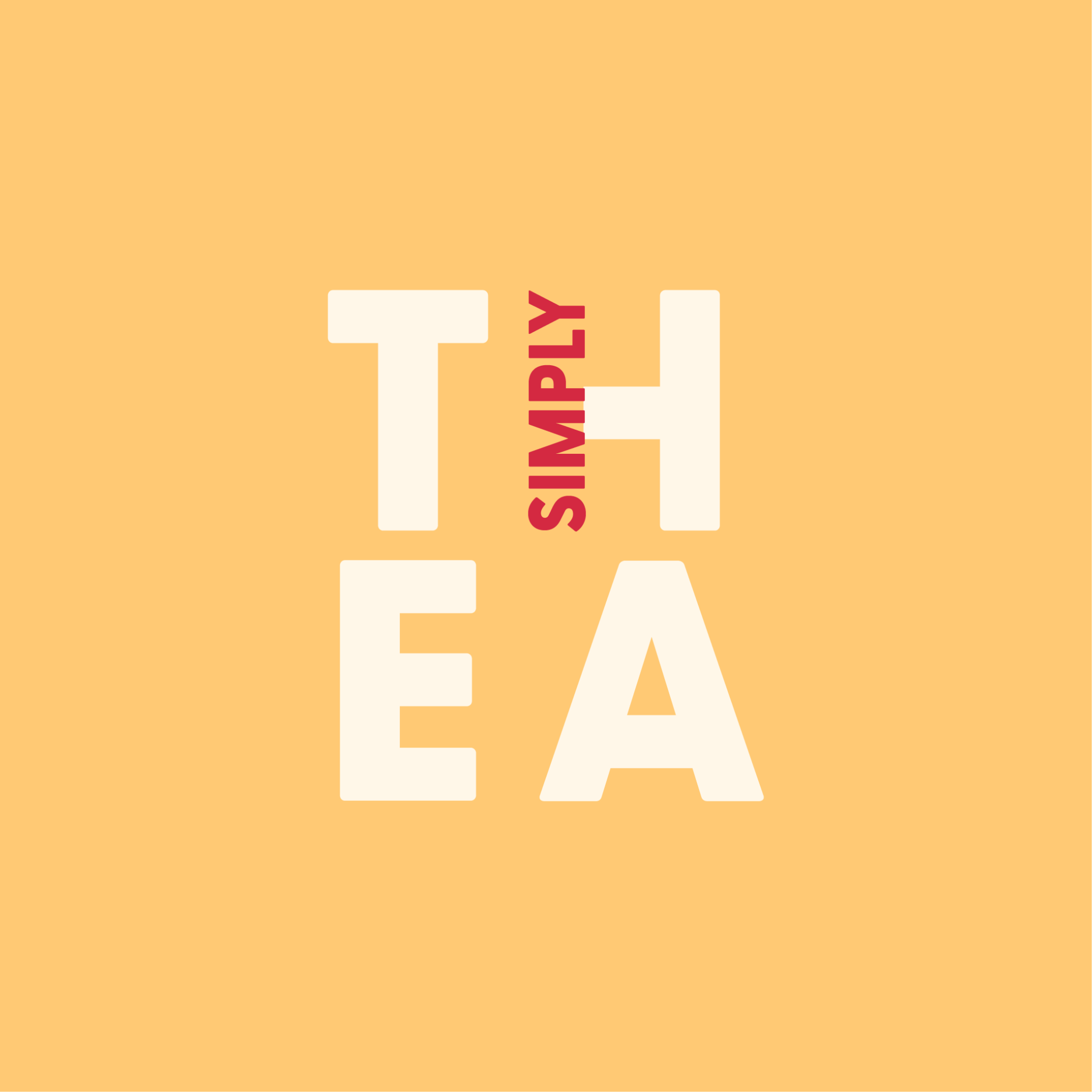 Simply Thea stacked identity on a yellow background
