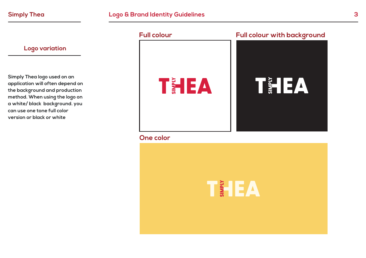 Original guideline page demonstrating full-colour and one-colour logo variations